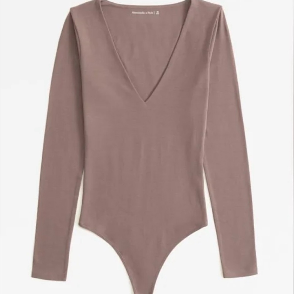 Abercrombie Taupe Long Sleeve Bodysuit